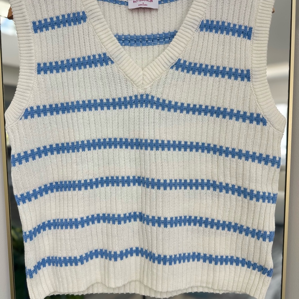 Striped Knit Sleeveless Sweater